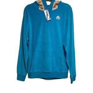 Kappa 222 Banda Laredo 2 Velour Hoodie in Peacock Almond Beige